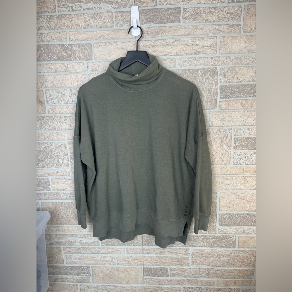 PINK green sweatshirt turtle neck
